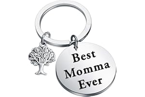 Zuo Bao Mother Keychain Mother's Day Birthday Gift Best Momma Ever Jewelry from Daughter Son, Silver, Medium