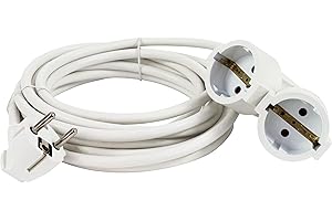 REV Cable alargador con Doble Acoplamiento, 3 m, Interior, 3680 W, Color Blanco