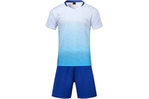 BOZEVON Boys Football Tracksuits - Kids Training Sports Sportswear Soccer Jersey Uniform Suit Summer Short Sleeve Football Pyjamas Clothing Set - T-Shirts & Shorts