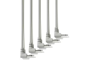 ExcelValley - 5-Pack - Rechtwinkliger Mono Modular Patchkabel - 3,5mm 1/8" Eurorack Synthesizer [Grau | 45 cm - 17,72"]