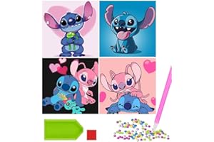 Jinhuaxin 4 Stücke DIY 5D Diamond Painting Stitch Kinder Diamond Painting Erwachsene Diamond Painting Anime für Geburtstagsgeschenk
