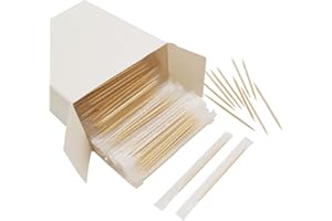 BLUE TOP Wood Bamboo Individually Cello Wrapped Toothpicks 2.5Inch Pack 1000 High-Class Appetizer Picks Sturdy Food Pick for Appetizers Cocktails Fruit Olive Picks.