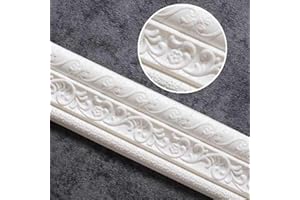 TUZSOCR 2.3m 3D Self Adhesive Peel and Stick Wall Border,Waterproof Wallpaper Border,Flexible Molding Ceiling Line,Self-Adhesive Mirror Borders,3D Pattern Sticker Wall Trim Line Skirting Border (White)