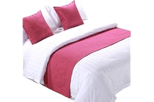 Zhiyuan Solid Linen-Like Hotel Bed Foot Runner Home Decorative Bed Scarf Dining Table Runner 50 x 180 cm, Fuchsia