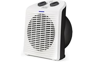BLACK+DECKER BXSH2000E - Termoventilatore 2000W | 2 Livelli di Riscaldamento + Ventilatore | IP21 per Bagno | Termostato Regolabile | Anti-Surriscaldamento & Anti-Ribaltamento | Compatto con Maniglia