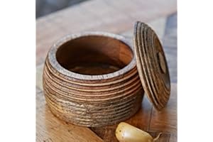 Paper High Hand Carved Mango Wood Bowl with Lid | Fair Trade | Handmade | Sustainable Wooden Storage Bowls (Small)