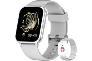IOWODO smartwatch, zegarek damski i męski, wyświetlacz 1,69” wodoszczelność IP68, zegarek fitness, tracker z pulsometrem SpO2, licznik kroków, temperatura snu, 25 trybów treningowych, Smart Watch dla systemu Android i iOS (szary)