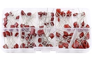 DollaTek 10nF do 470nF Metaliczny zestaw folii poliestrowych, 10nF 22nF 33nF 39nF 47nF 100nF 150nF 220nF 330nF 470nF - 100 szt