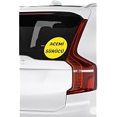 Parti Tasarla Sarı Zemin &Uuml;zerine Siyah Renk Acemi S&uuml;r&uuml;c&uuml; Yazılı Sticker 15x15 Cm