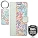 Produktbild SURAZO Pastel Mint/Blumen - Duo Premium Vintage Ledertasche Schutzhülle Wallet Case aus Echtesleder Farbe Mehrfarbig für Huawei Mate 9 Pro (5,50 Zoll)