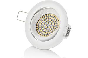 Sweet Led - PLAT - Spots Encastrables Orientables - 3,5W - 230V - Spot LED Encastrable Plafonnier - Luminaire Encastré Spot de Plafond (cadre blanc - blanc chaud)