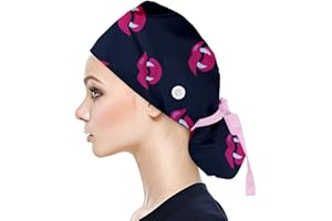 Muium(TM) Kappen mit Knopf und Baumwolle Einfarbige Schweißband Schrubben Hut für Unisex OP Haube Chirurgische Hut Verstellbar Kochmütze Kopfhauben Peeling Kappe