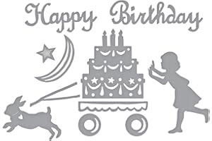 Spellbinders - Fustella con scritta "Sending A Happy Birthday", in rame, 5,1 x 6 cm