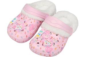 Peppa Pig Girls Clogs – Kids Fur Lined Slippers with Back Strap – Comfortable Indoor Shoes or Outdoor Footwear for Toddlers