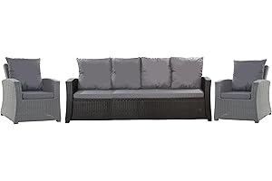 Setgarden® Set de coussins de jardin en rotin 4-5 places – pour canapé, chaise à bascule et salon, confortables pour intérieur et extérieur, polyester – imperméable (anthracite, 170 x 60 x 50 / 2 x 50