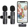 AWH Wireless Microphone Lavalier Microphone 2 in 1 for iPad YouTube Facebook Live Streaming Vlog Audio Recording Cordless Mini mic with noise reduction and Plug-Play- Bluetooth