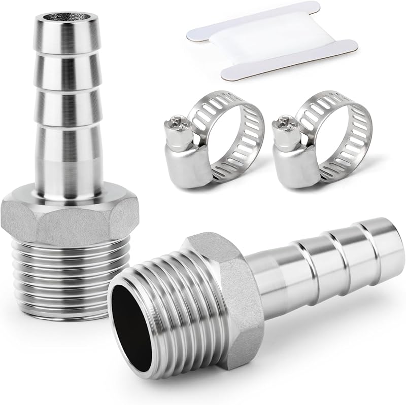 ERGAOBOY 2 Pieza Racores de acero inoxidable 304 con espiga, de 25 mm a rosca macho BSP de 3/4", conectores industriales de compresión para sistemas de agua, combustible, aire y hidráulicos