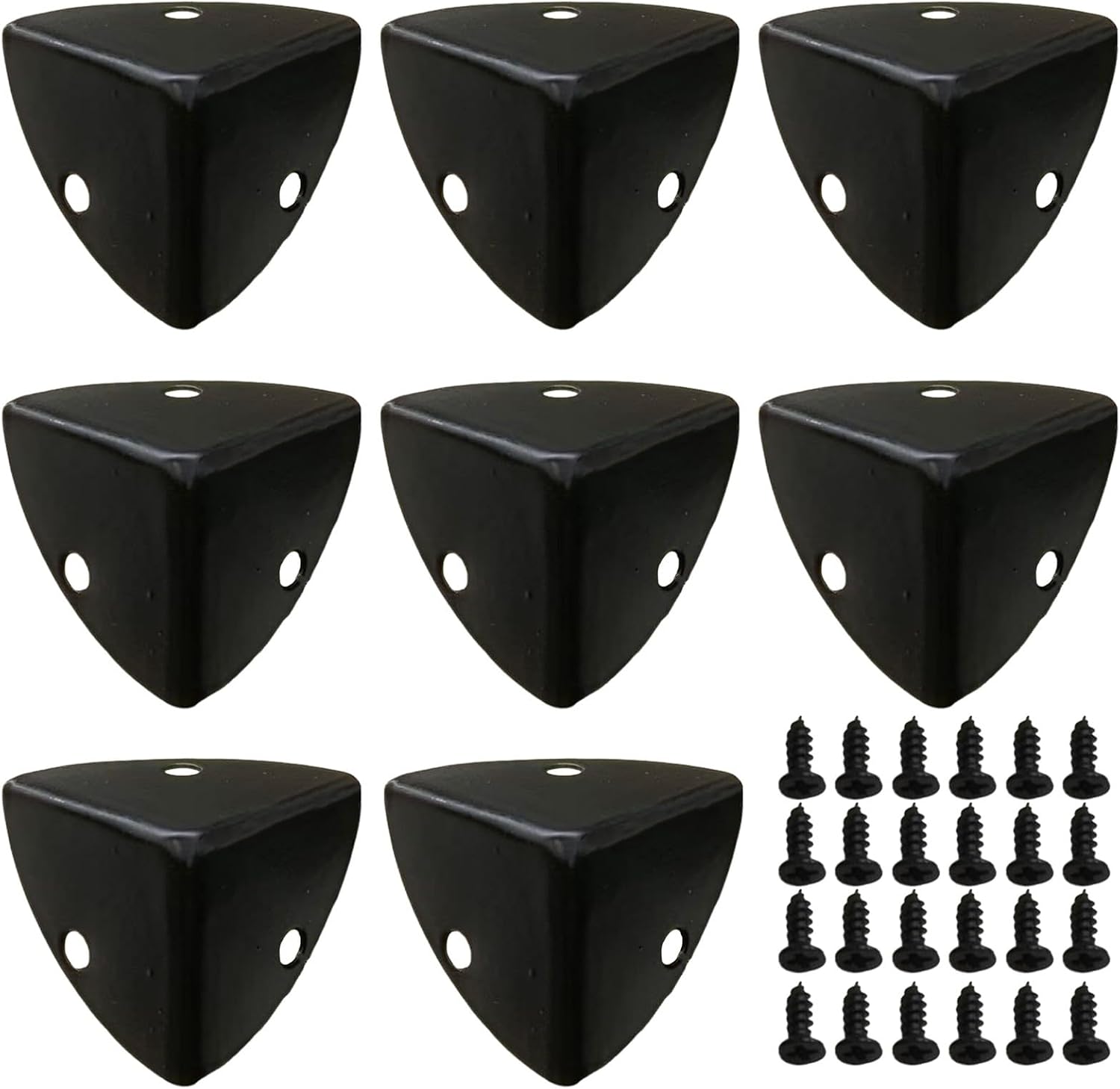 MNYXIS Set De 8 Protector Esquinas Muebles En Metal Negro 23mm Para Muebles y Cajas De Madera, Esquineras, Protector Esquinas Mesa,Con Tornillos Incluidos, Protección Decorativa Para Bordes y Esquinas