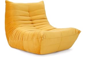 Vesgantti Togo Fireside Chair in Yellow - Soft Suede Lounge Sofa With Premium Foam for Living Room, Bedroom, Salon Office - Corner Bean Bag, Armless Accent