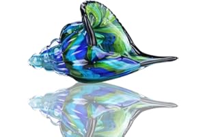 Yu Feng - Ornamento centrotavola in vetro soffiato a mano, a forma di conchiglia, fermacarte (multicolore)