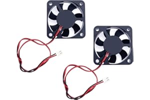 JZK 2pcs 50 * 50 * 10mm 2pin DC 12V Mini Silent Cooling Fan With Wires, 5010 Small Quiet 5cm Miniature Brushless 3D Printer Fan With Cable and Connector