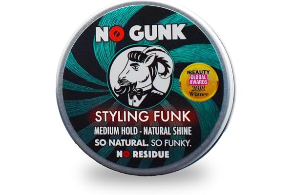 NO GUNK Styling Funk - Cire Coiffante Bio 100% Naturelle Pour Cheveux et Barbe - Tenue Moyenne (Original, 50g)