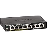 NETGEAR PoE Switch 8 Port Gigabit Ethernet Unmanaged Network Switch (GS308P) - with 4 x PoE @ 53W, Desktop or Wall Mount