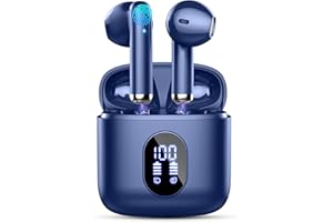 DRSAEC Auriculares Inalámbricos Bluetooth, Auriculares Bluetooth 5.4 HiFi Estéreo, 32H Cascos Inalambricos Bluetooth con ENC Reducción de Ruido, Pantalla LED, USB-C, Control Táctil,IP7 Impermeable Audifonos
