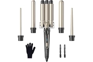 ‎BESTOPE PRO BESTOPE PRO Lockenstab set 5 in 1 Welleneisen - Lockenstäbe 3 Fässer für Große Keine Locken Keramik Lockenwickler mit Verschiedenen Aufsätzen mit Handschuh und 2 Clips