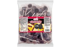 Caramelos Cerdán - Piruletas | Sabor Regaliz | Bolsa de 100 Uds Aprox | Caramelo Duro con Palo Sin Gluten ni Alérgenos | Ideal para Fiestas, Eventos y Cumpleaños