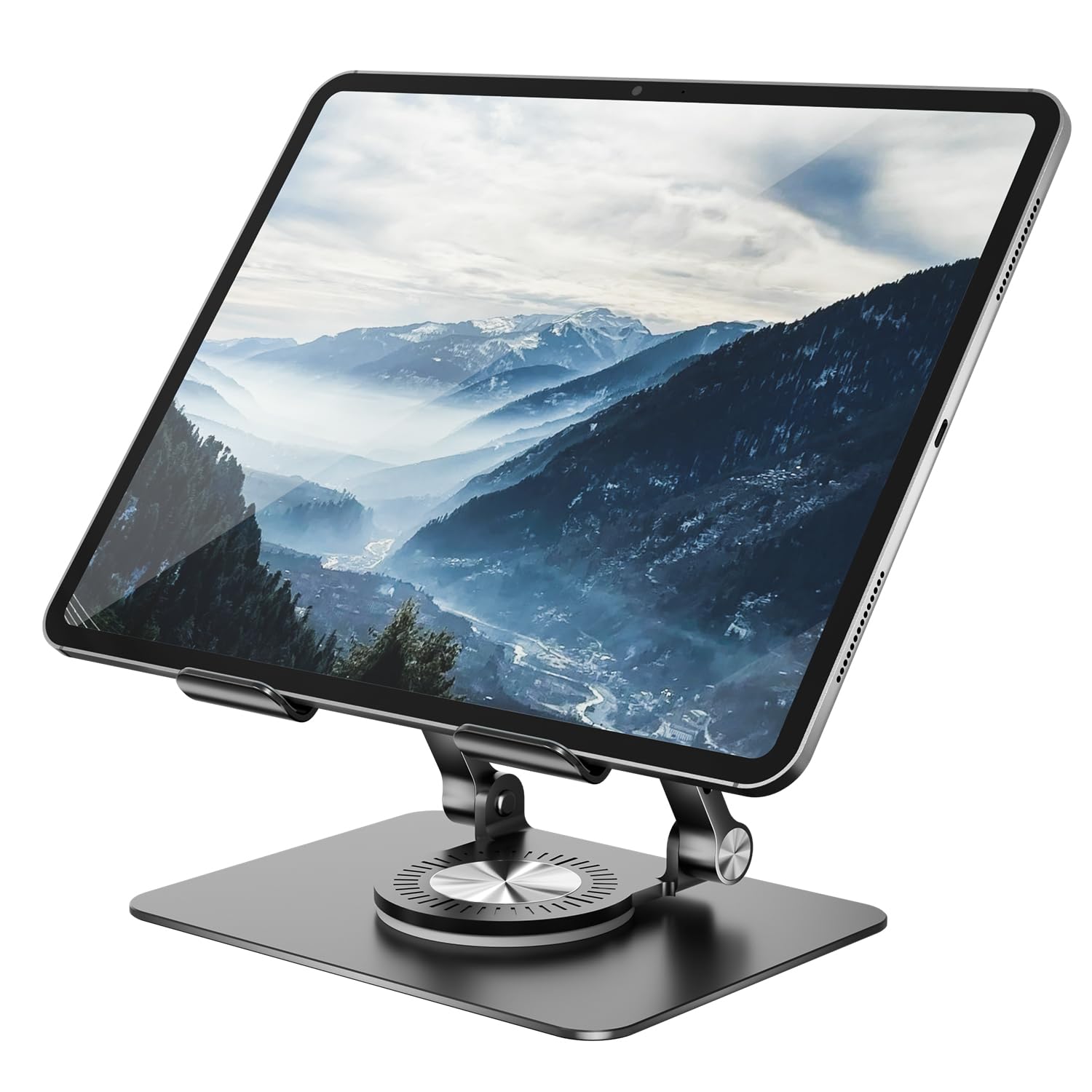 Orlian Tablet Stand Adjustable with 360 Swivel Base Aluminum Tablet Stand Holder Universal Tablet Holder for iPad Samsung Huawei Lenovo Fire Tablet Smartphone Kindle