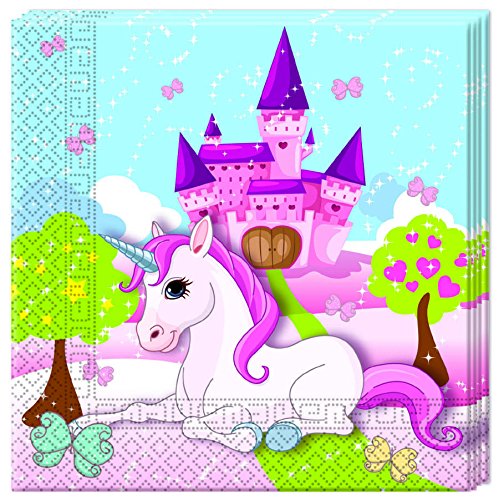 113-teiliges * EINHORN FILLY * PARTY SET für Kindergeburtstag mit 6-8 Kinder: Teller, Becher, Servietten, Einladungen, Tischdecke, Trinkhalme, Parykette, Luftschlangen, Luftballons // Mottoparty Motto Party rosa Pferd lila Mädchen Kinder Geburtstag Einhörner Fairy unicorn Feen Magie - 4
