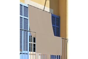 INTRECCI Tenda da Sole per Esterno, Tenda da Sole per Balconi, Impermeabile, a Caduta, 290x300 cm con Occhielli Laterali, Telo Ombreggiante, Riduce Luce e Calore, Migliora la Privacy, Colore Tortora