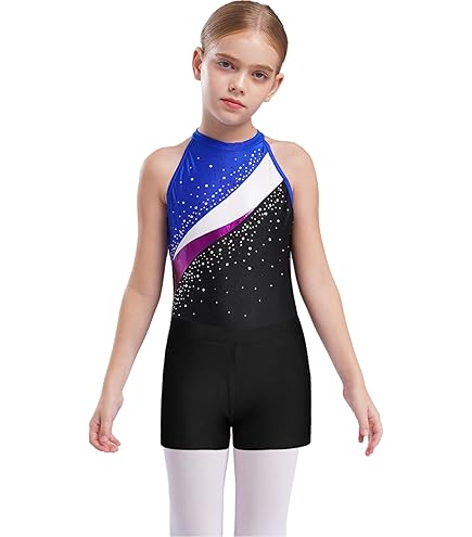 Jumpsuit Pailletten MÄDCHEN GLITZER GYMNASTIKANZUG Mit Shorts Haarband Jumpsuit Overall Eiskunstlauf EUR 23,79 - DE Pailletten Anzug