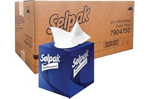 Selpak Professional Facial Tissue Cube in Bulk - 20 Facial Tissues Box Multipack - 20x48, 3ply White Tissue Paper - Absorbent, Soft and Hygienic Cube Tissue Box for Daily and Commercial Use