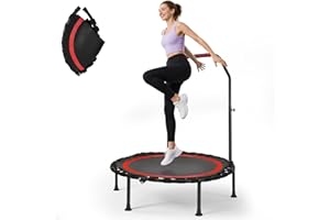 STYPLZ Fitness Trampolin Indoor für Zuhause, Faltbares Mini Trampolin mit Haltestange höhenverstellbar, Workout & Cardiotraining, Tragkraft 150 kg für Erwachsene und Kinder