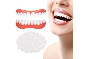 Nuanchu Set di Protesi Dentale Dentiera Bianca Superiore e Inferiore Faccette Dentali Denti Finti Cosmetici per Proteggere i Denti e Riacquistare il Sorriso per Donna Uomo, Taglia Unica