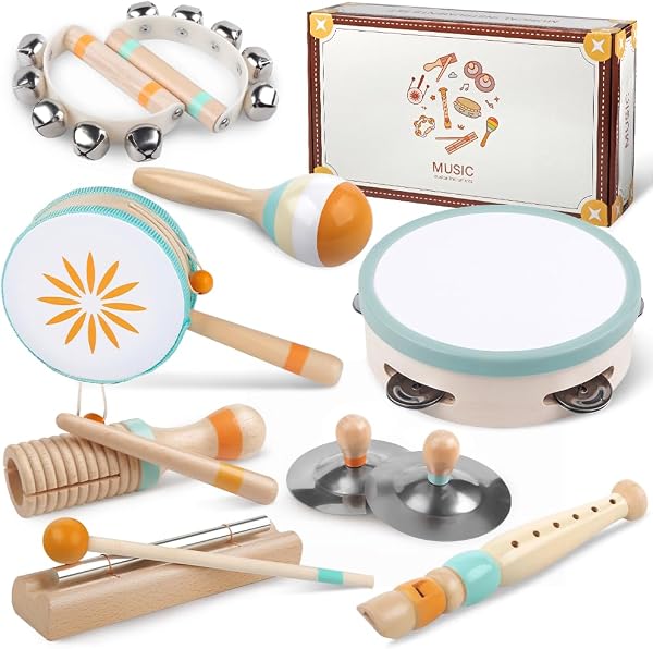Kleinkind-Musikinstrumente, Montessori-Musikinstrumente für Babys, Percussion-Instrumente für 1-Jährige Jungen und Mädchen, Geburtstagsgeschenk für Kinder von 1-3 Jahren (8 in 1) - 1
