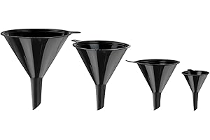 DEMA Juego de embudos de plástico, 4 piezas, negro, diámetro 12,5/10/7,5/5,5 cm para aceite, gasolina y ácido