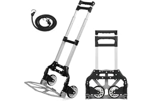 Rynli Aluminium Folding Hand Truck | Heavy Duty Foldable Sack Trolley on Wheels | Barrow Cart Upto 85kg Load Capacity for Moving Boxes and Heavy Items