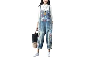Youlee Women's Wide-Leg Dungarees, Denim Jumpsuit