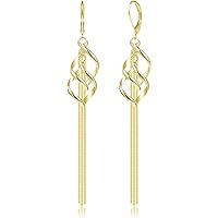 ALEXCRAFT Orecchini Lunghi Oro, Orecchini Pendenti Spirale per Donna, Argento 925, 14K Oro Placcato, Ipoallergenici, Forma di Goccia, indossati ai Banchetti Regalo Matrimoni Compleanni Anniversari