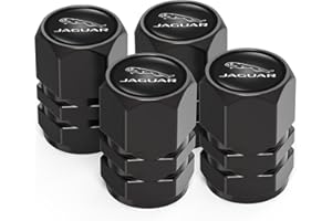 XKWLW1 4Pcs Metal Car Tire Valve Stem Caps Fit Jaguar XE XEL XF XFL XJ F-PACE F-Type Series, Car Tire Air Caps Cover, Anti-corrosion Premium Alloy Leak-Proof Car Tire Accessories, Black