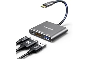 KiWiBiRD Wieloportowy adapter USB-C do HDMI 4K HUB z USB 3.0, ładowanie typu C PD 87W Power Delivery kompatybilny z MacBook Pro, iMac, iPad Pro 2020/2018, Surface Go 2, Dell XPS, Galaxy 21