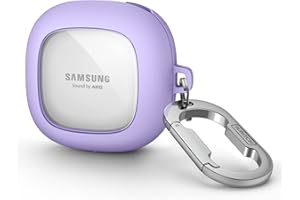 SURITCH Przezroczyste etui kompatybilne z Samsung Galaxy Buds 2 / Buds Live/Buds 2 Pro/Buds Pro/Buds FE pokrowiec ochronny przenośny z brelokiem do Samsung Galaxy Buds 2, fioletowe