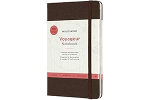 Moleskine Voyageur Notebook, Travel Notebook, Fabric Hard Cover with Elastic Closure, Coffee Brown Colour, Size 11.5 x 18 cm, 208 Pages