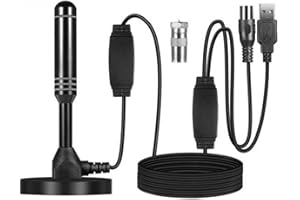 MEgegulo high-definition portable indoor/outdoor TV Aerial, 360 ° receiving high gain free TV Aerial, TV antenna supports 4K 1080P VHF/UHF, HDTV dual amplifier signal enhancer, with magnetic base.