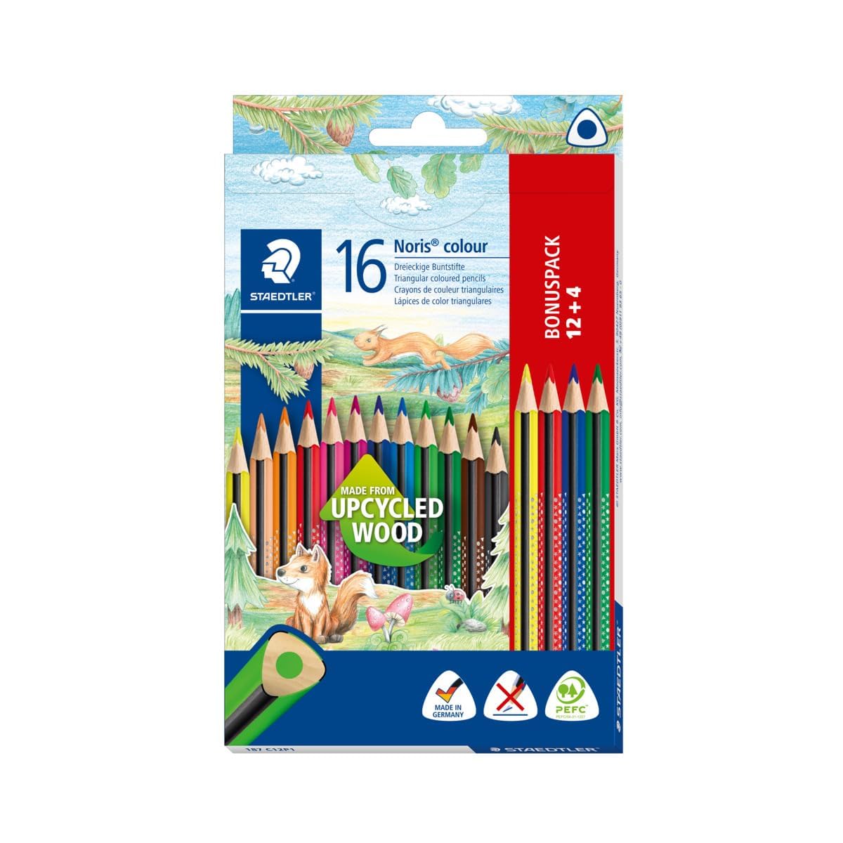 STAEDTLER Noris colour 187 Buntstifte – 16er Set, Dreikant