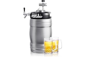 TMCRAFT 1.3 Gal Double-Walled Beer Keg Growler, Pressurized Home Beer Dispenser System with Detachable Keg Spear Keep Fresh and Carbonation for Craft Beer Draft/Homebrew