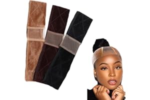 LADAYPOA Samt Perücke Stirnband Spitzen-Perückengriff Verstellbare Perückenband rutschfestes Komfort-Perückenband Wig Grip Headband (3 Farben)